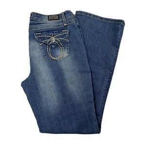 Earl Jean Embroidered Thick Stitch Flap Pockets Women's Straight Jeans Size 8